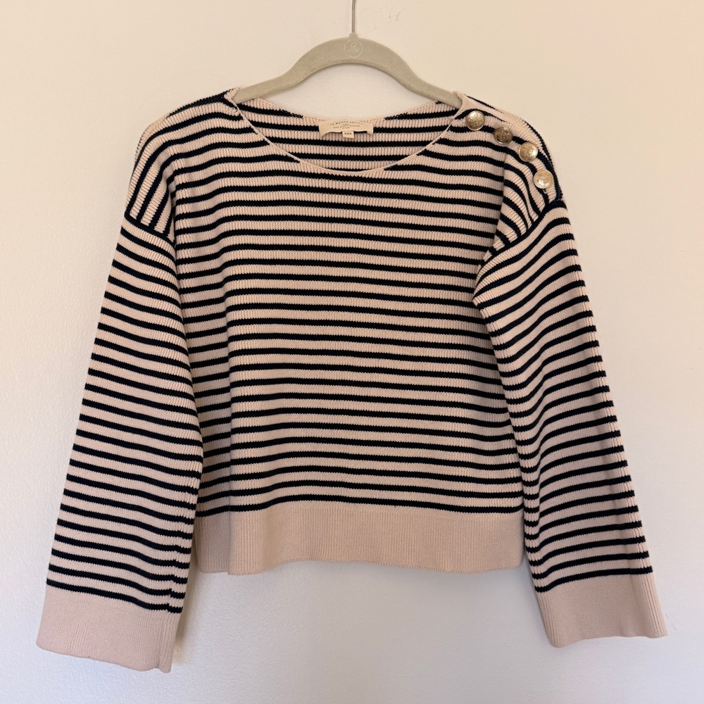 Sezane Daisy Jumper Natural / Navy - Size XXS